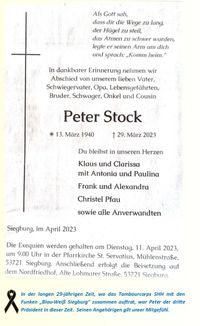 Peter Stock gestorben